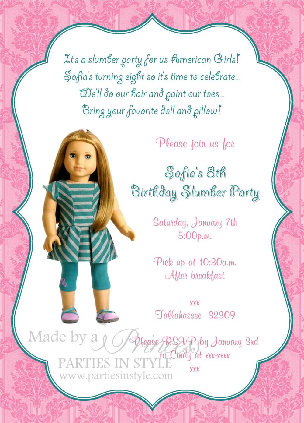 Free American Girl Printable Invitation â Einmaleinshaus Com